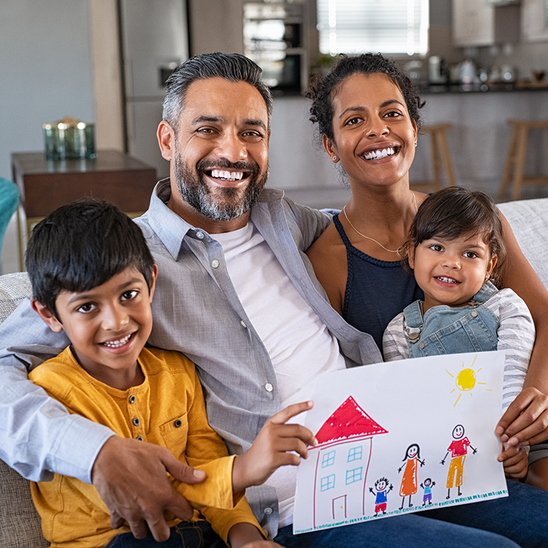 Happy family with two kids