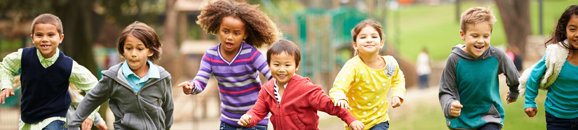 home page header of kids running